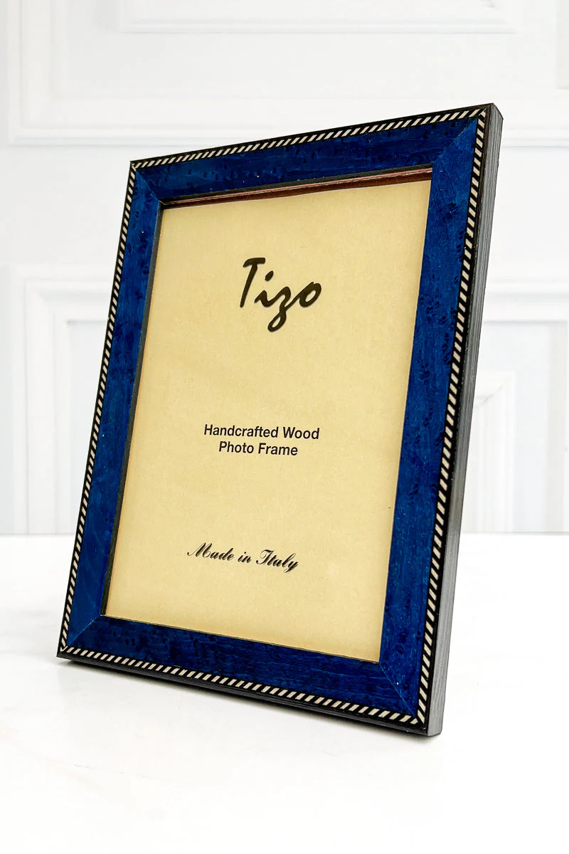 Tizo Narrow Braid-Border Wood Frame 5x7 Royal Blue