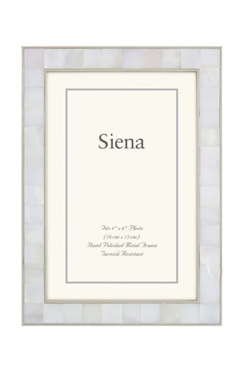 Siena Cast Silver Mother Of Pearl Silverplate Frame 4x6