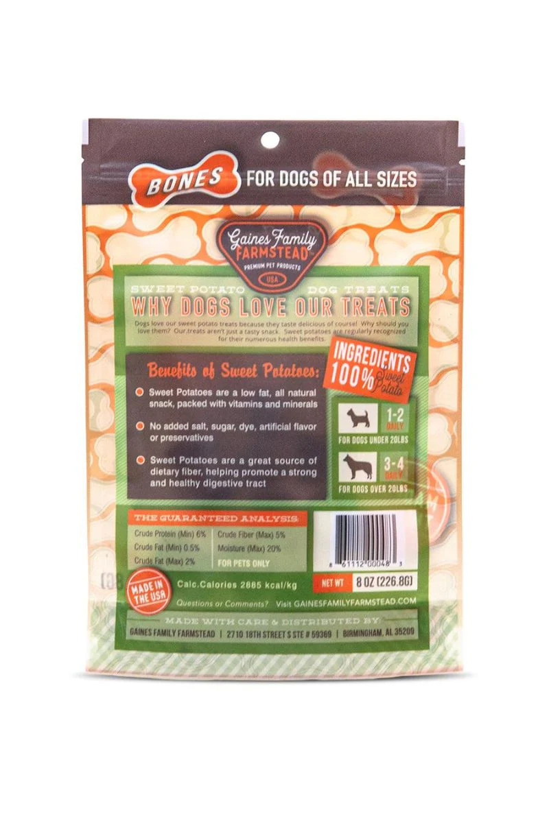 Gaines Family Farmstead Dog Treats Sweet Potato Bones 8 oz - Image 3