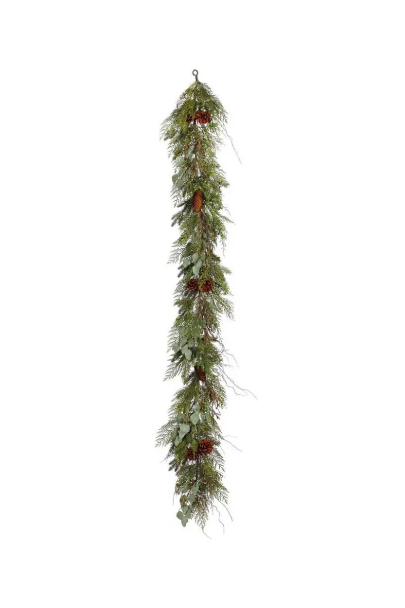 Faux Cedar & Pine Mix Garland 72" Green