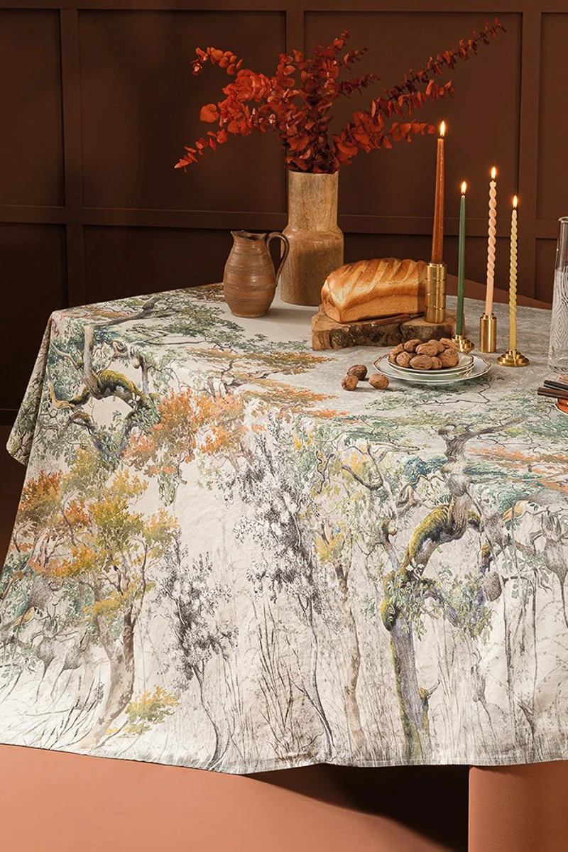 Garnier-Thiebaut Bois De Mystere Tablecloth 61"x61" Parchemin - Image 3