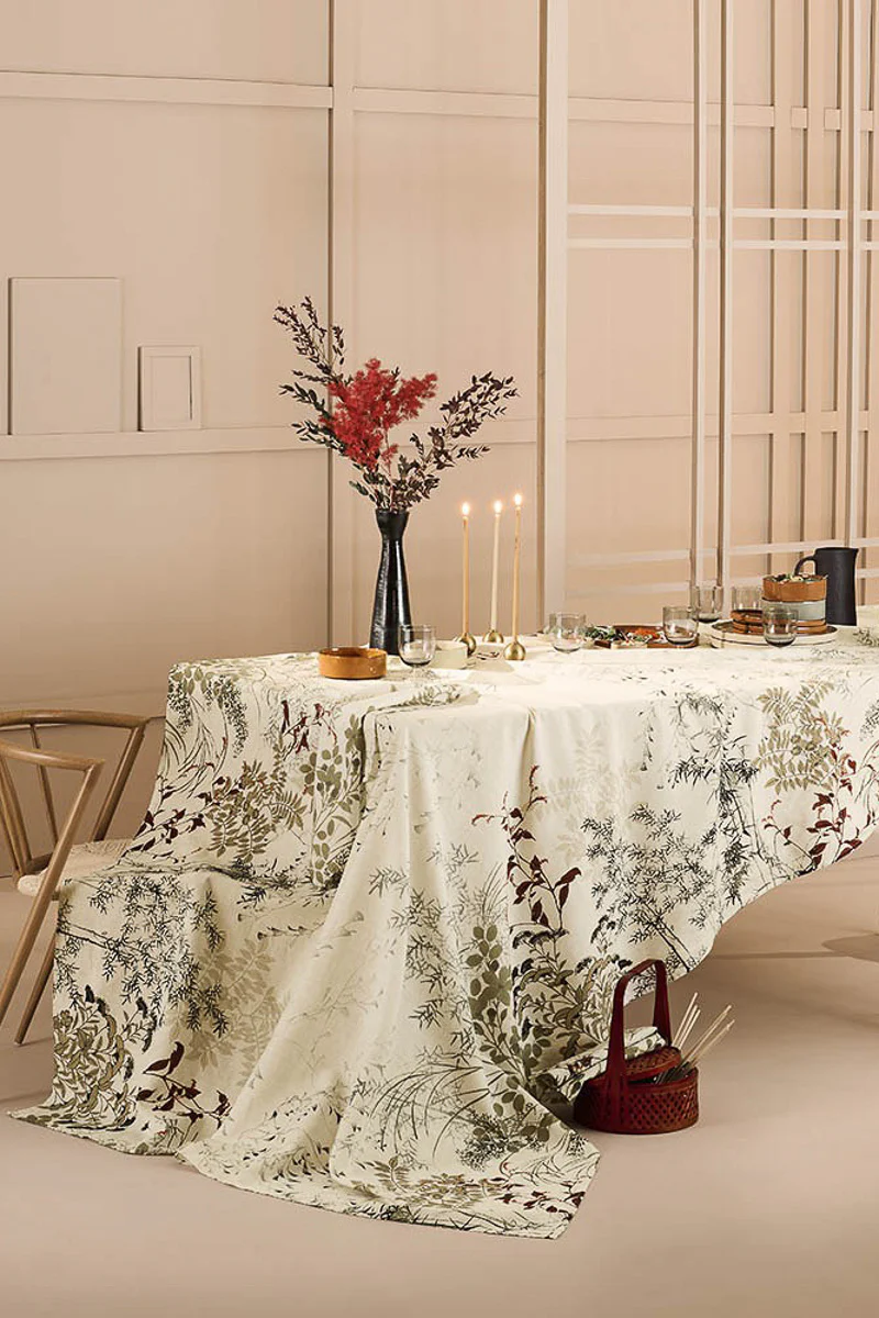 Garnier-Thiebaut Bambous Tablecloth 61"x89" Parchemin