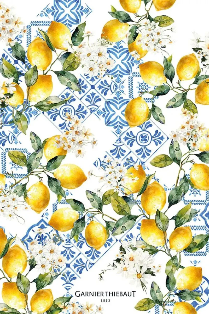 Garnier-Thiebaut Citrons Azulejos Bleu Kitchen Towel - Image 2