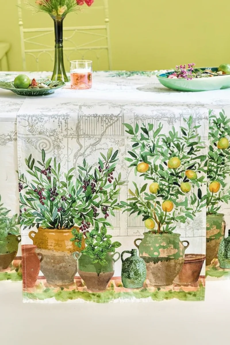 Garnier-Thiebaut Jardin Provencal Runner 20"x61" Olive