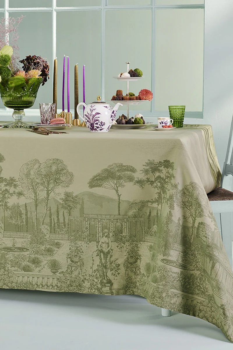 Garnier-Thiebaut Jardin Spirituel Tablecloth Olive - Image 2