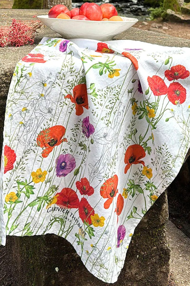 Garnier-Thiebaut Les Coquelicots Violet Kitchen Towel