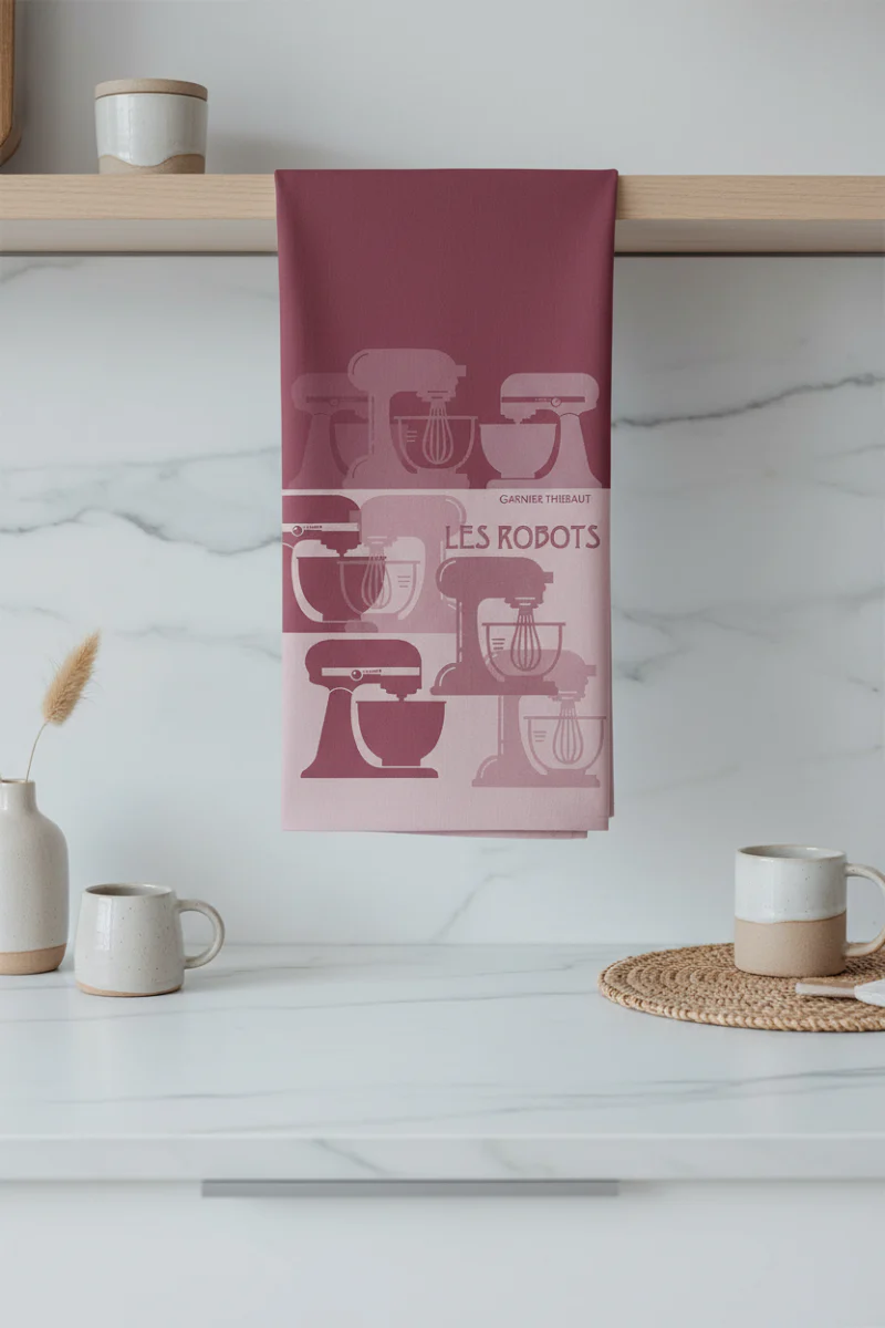 Garnier-Thiebaut Les Robots Kitchen Towel Framboise