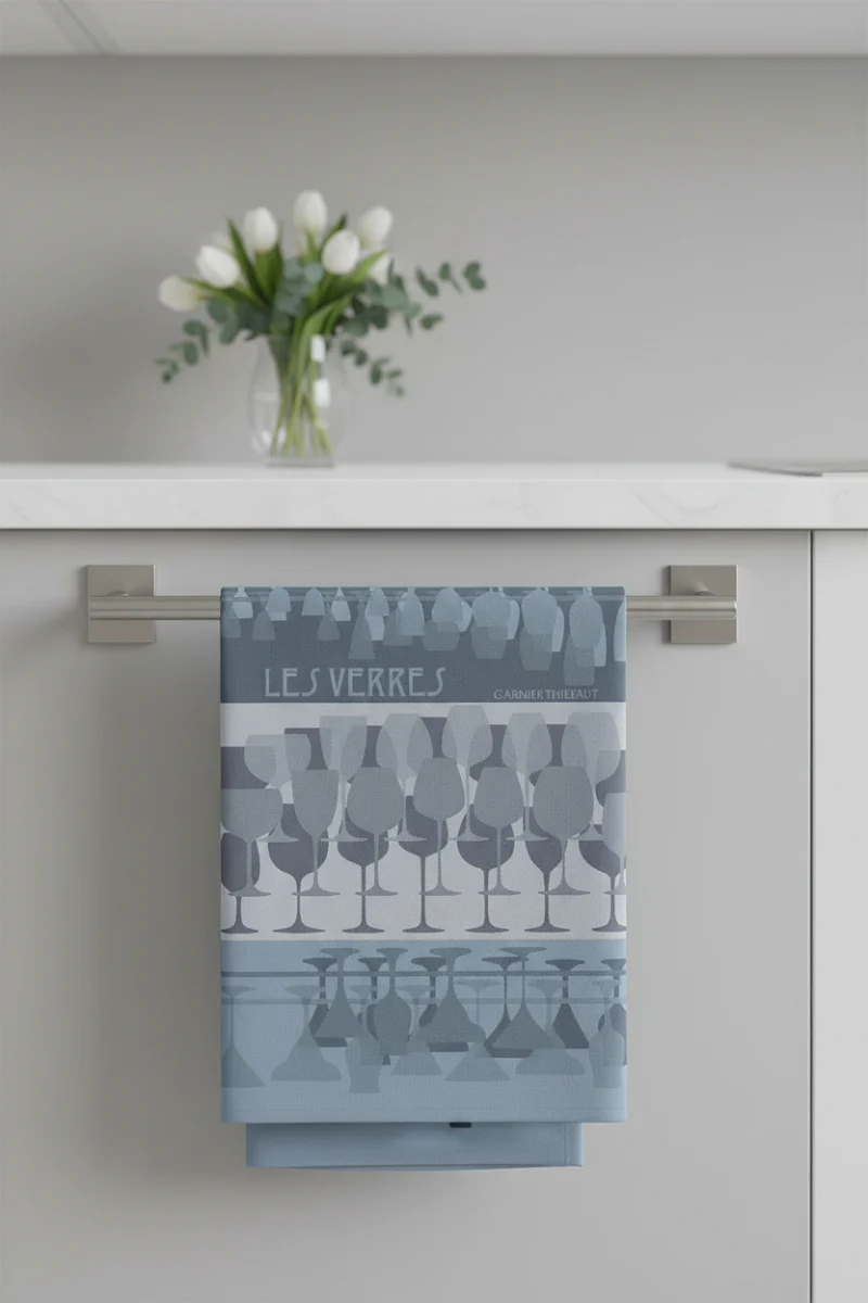 Garnier-Thiebaut Les Verres A Pied Kitchen Towel Denim
