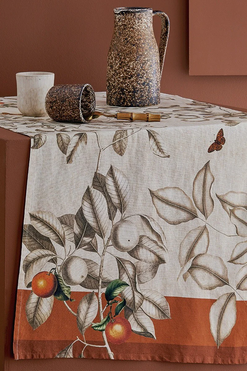 Garnier-Thiebaut Mandarines Table Runner 20"x61" Rouille