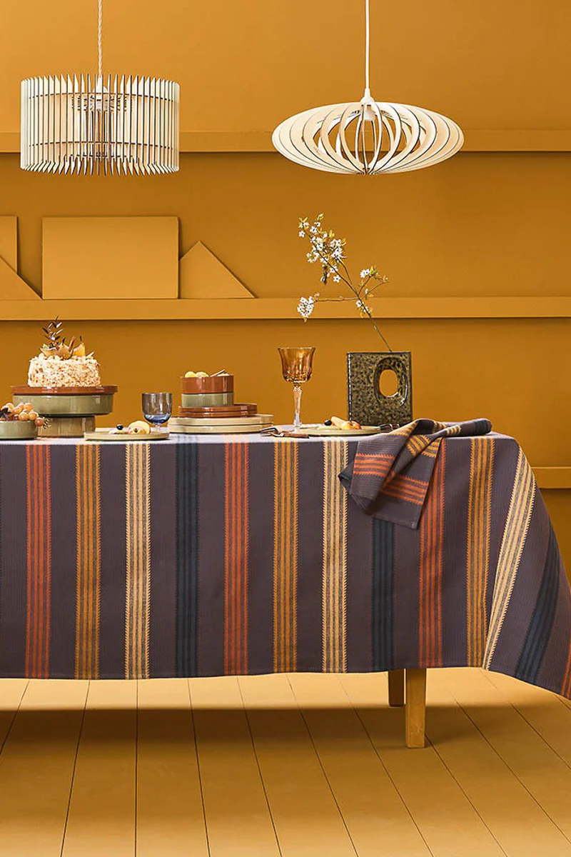 Garnier-Thiebaut Mille Bambous Tablecloth 61"x61" Onyx - Image 3