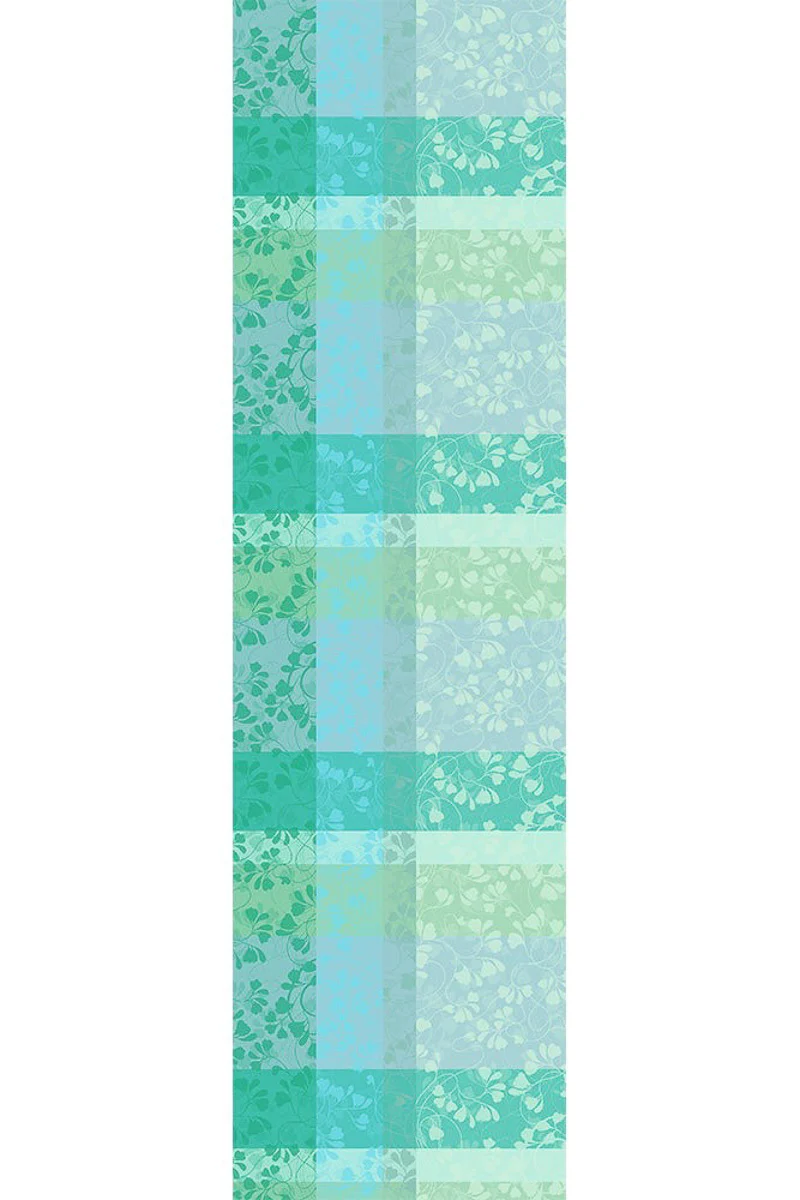 Garnier-Thiebaut Mille Feuillages Runner 22"x71" Turquoise