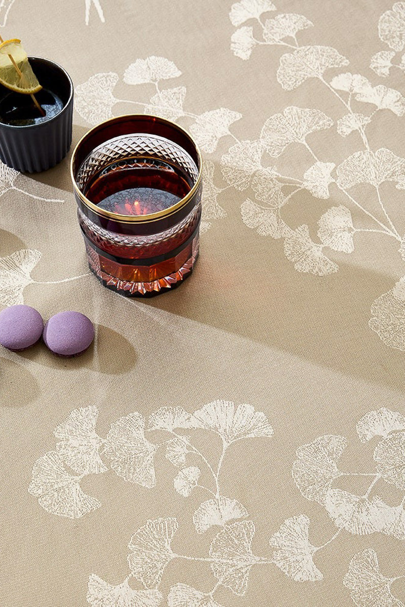 Garnier-Thiebaut Mille Ginkos Tablecloth 71"x71" Naturel
