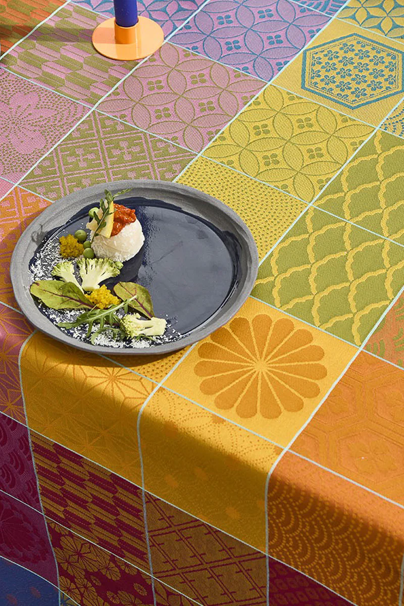 Garnier-Thiebaut Mille Hana Coated Tablecloth 69"x69" Floralies - Image 2