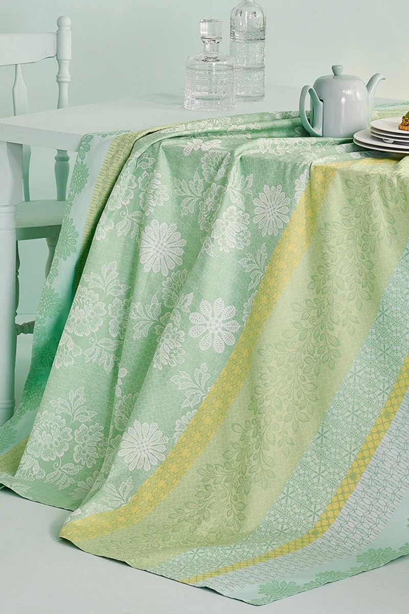 Garnier-Thiebaut Mille Lace Tablecloth 61"x102" Amande - Image 2