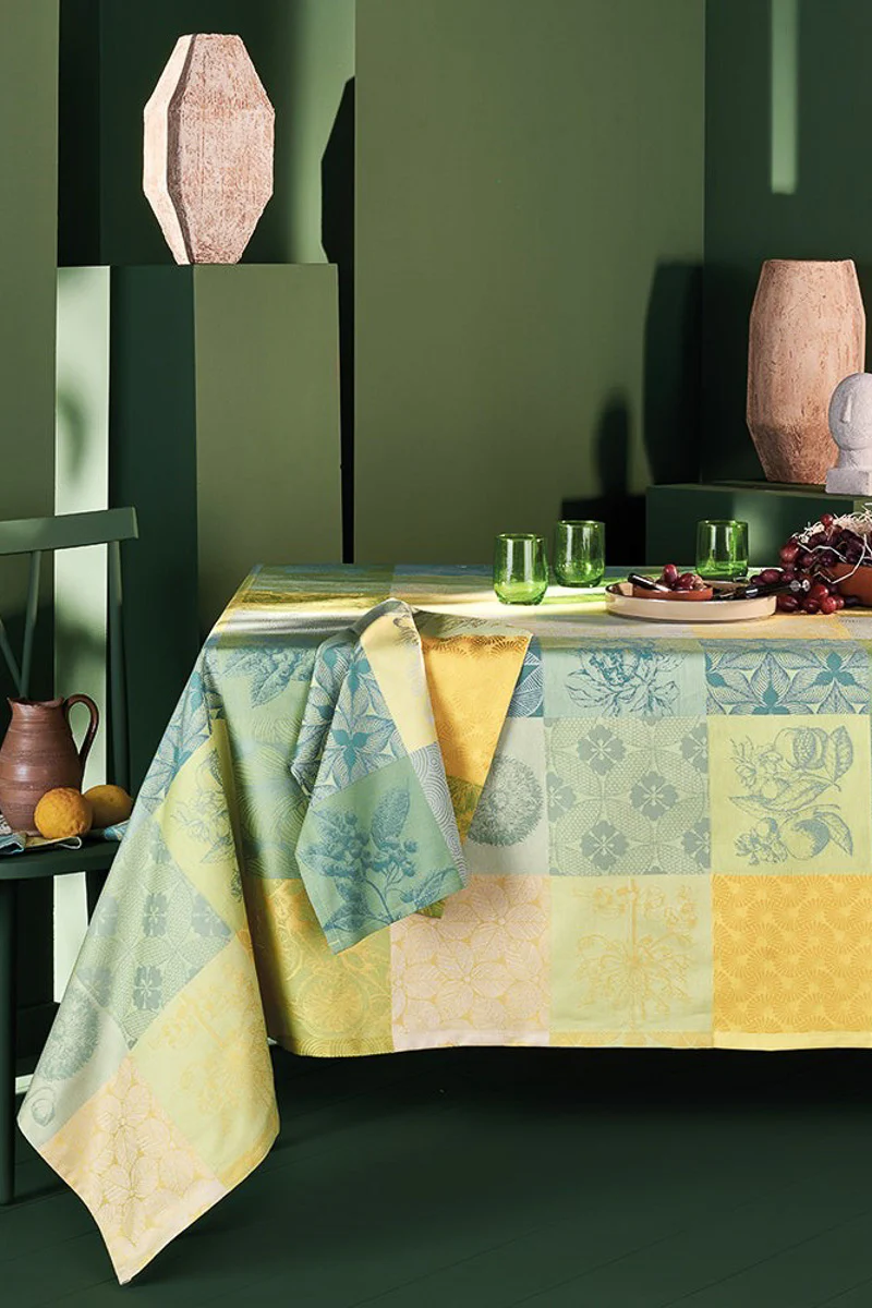 Garnier-Thiebaut Mille Parfums Coated Tablecloth 69"x98" Limoni