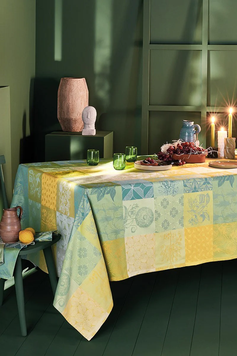 Garnier-Thiebaut Mille Parfums Coated Tablecloth 69"x98" Limoni - Image 2