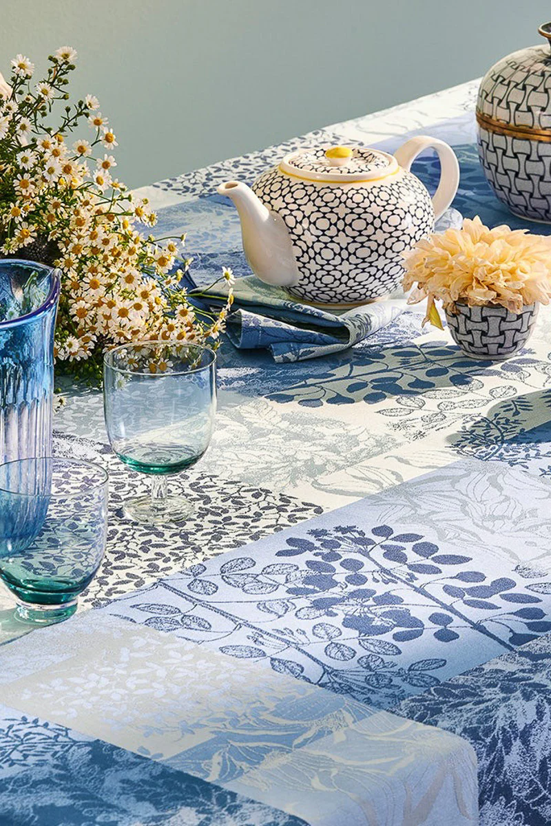Garnier-Thiebaut Mille Rameaux Tablecloth 71"x71" Bleu - Image 2