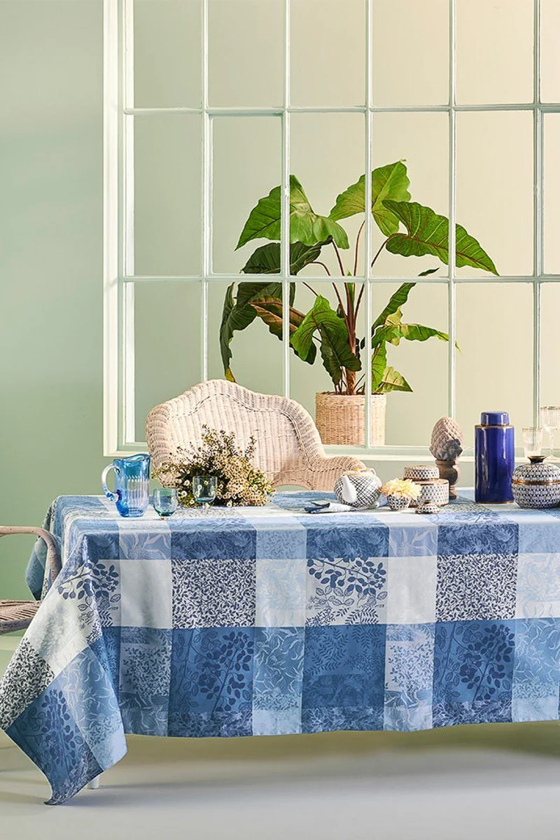 Garnier-Thiebaut Mille Rameaux Tablecloth 71"x98" Bleu - Image 3