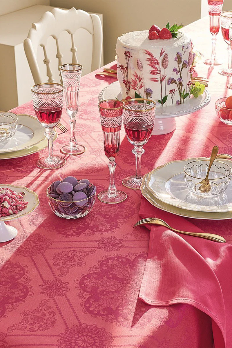 Garnier-Thiebaut Mille Rosaces Tablecloth 71"x71" Framboise