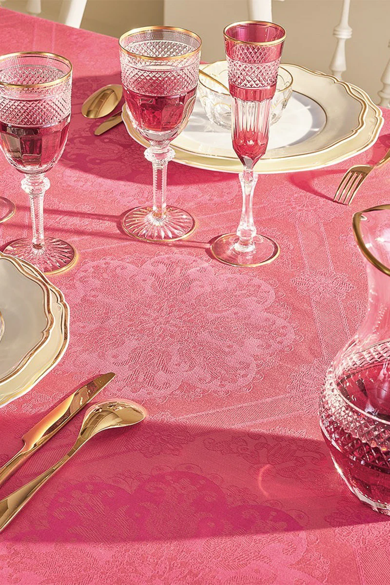 Garnier-Thiebaut Mille Rosaces Tablecloth 71"x71" Framboise - Image 4