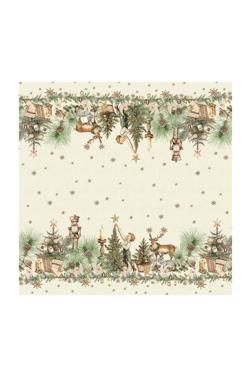 Garnier-Thiebaut Noel Vintage Tablecloth 61" x 61" Dore - Image 3