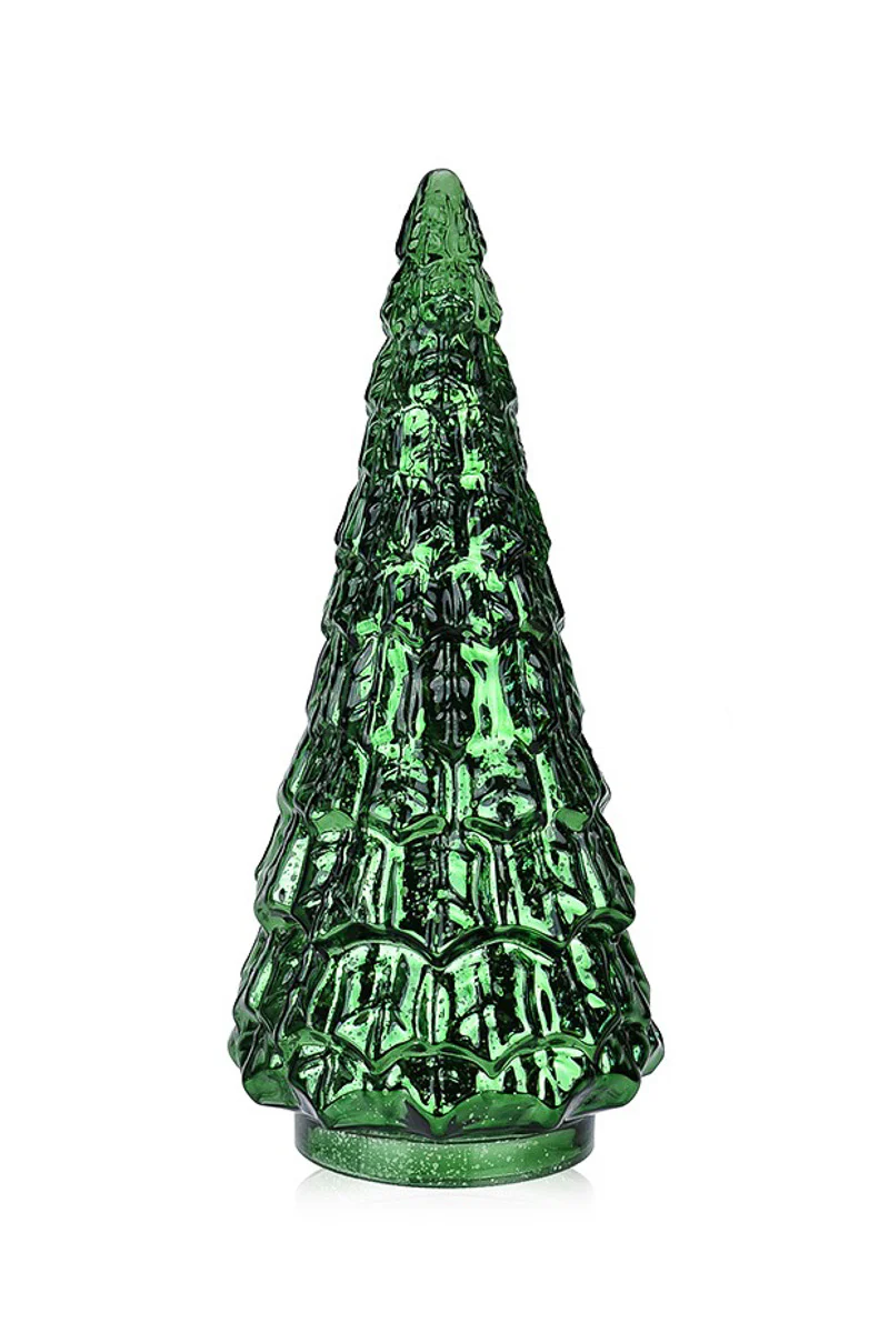Glass Christmas Tree 7"x 15" Green & Shiny