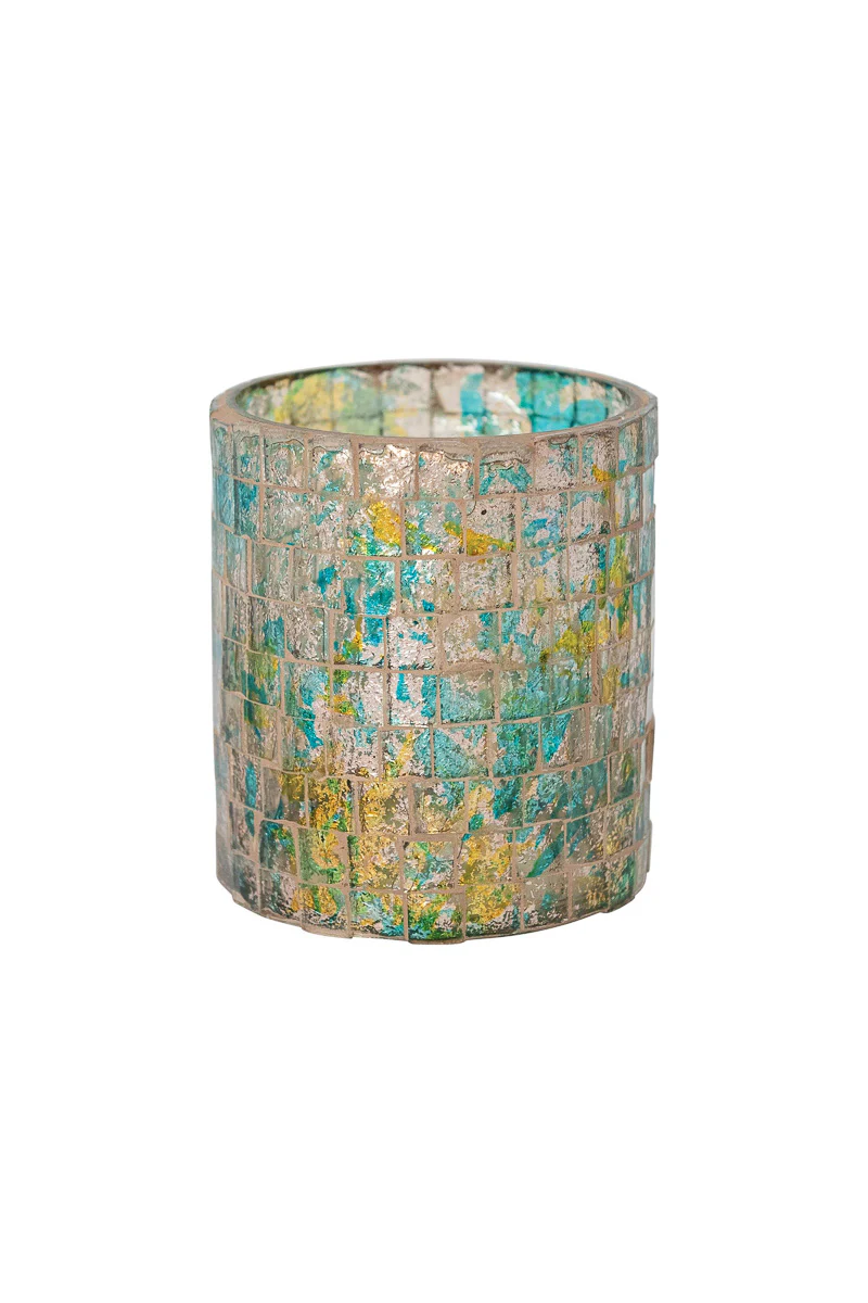 Glass Mosaic Tealight & Votive Holder 3" Multi