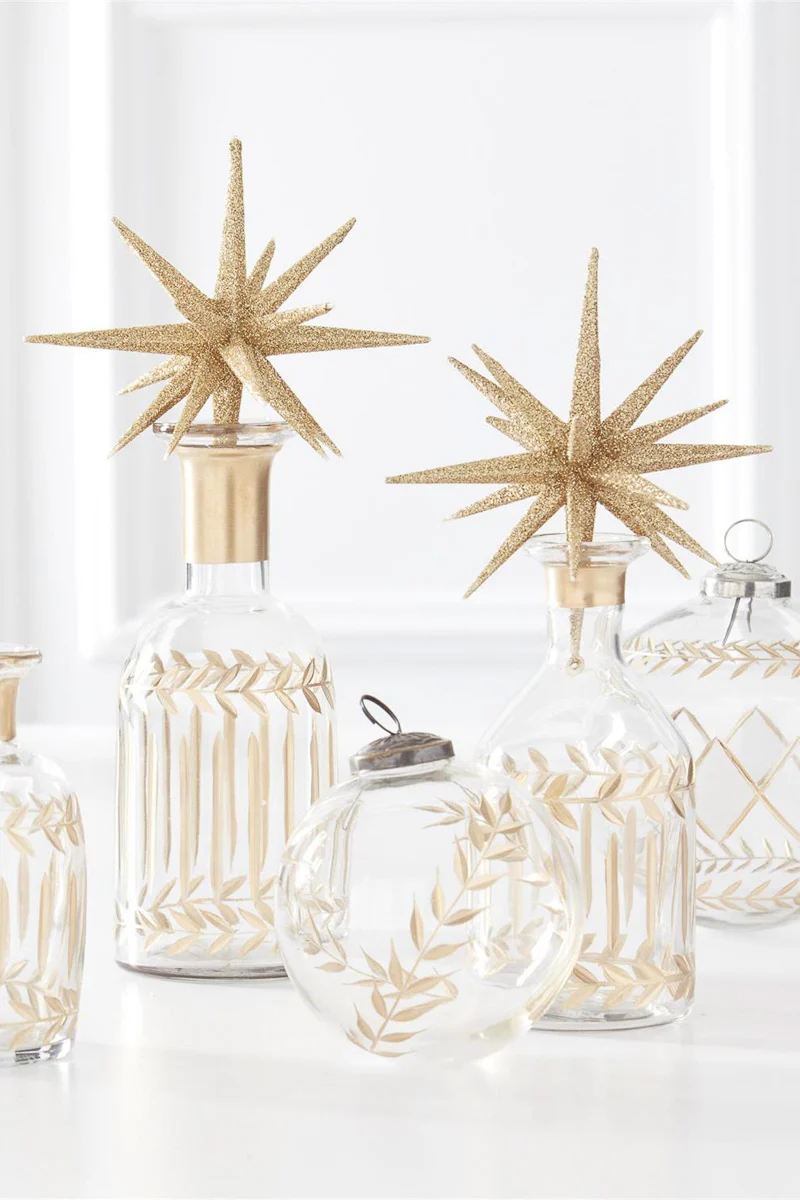 Glitter Star Ornament 8" Gold
