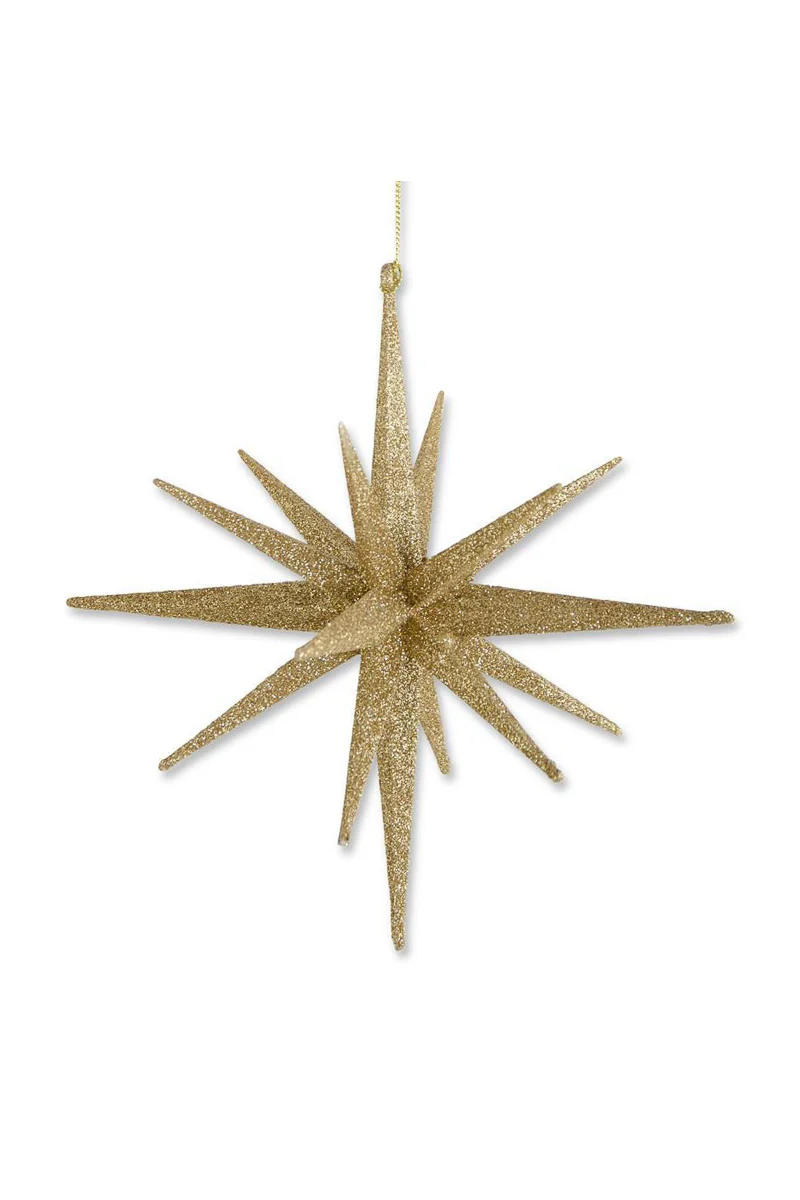 Glitter Star Ornament 8" Gold - Image 2