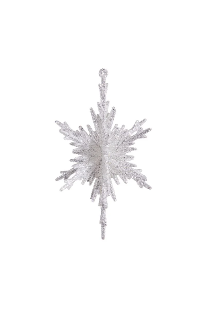 Glittered Snowflake Ornament 5.5" Silver