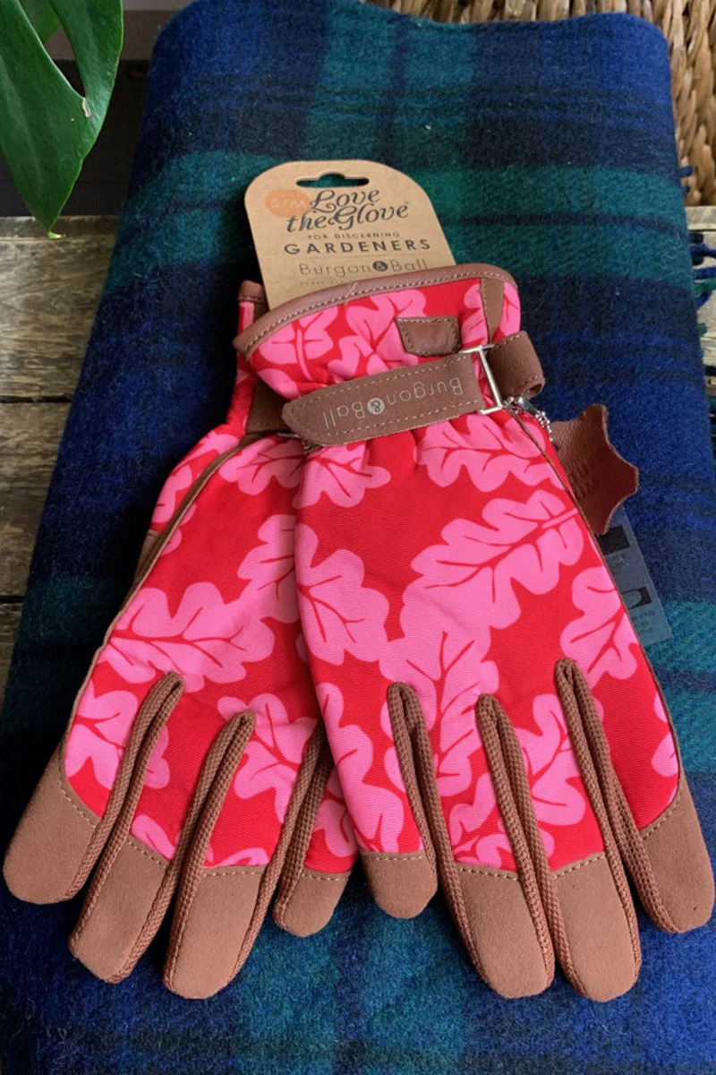 Burgon & Ball Oak Leaf Poppy Gloves Medium/Large