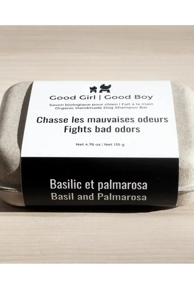 Good Girl Good Boy Basil & Palmarosa Organic Bar Soap For Dogs 4.75 oz - Image 2