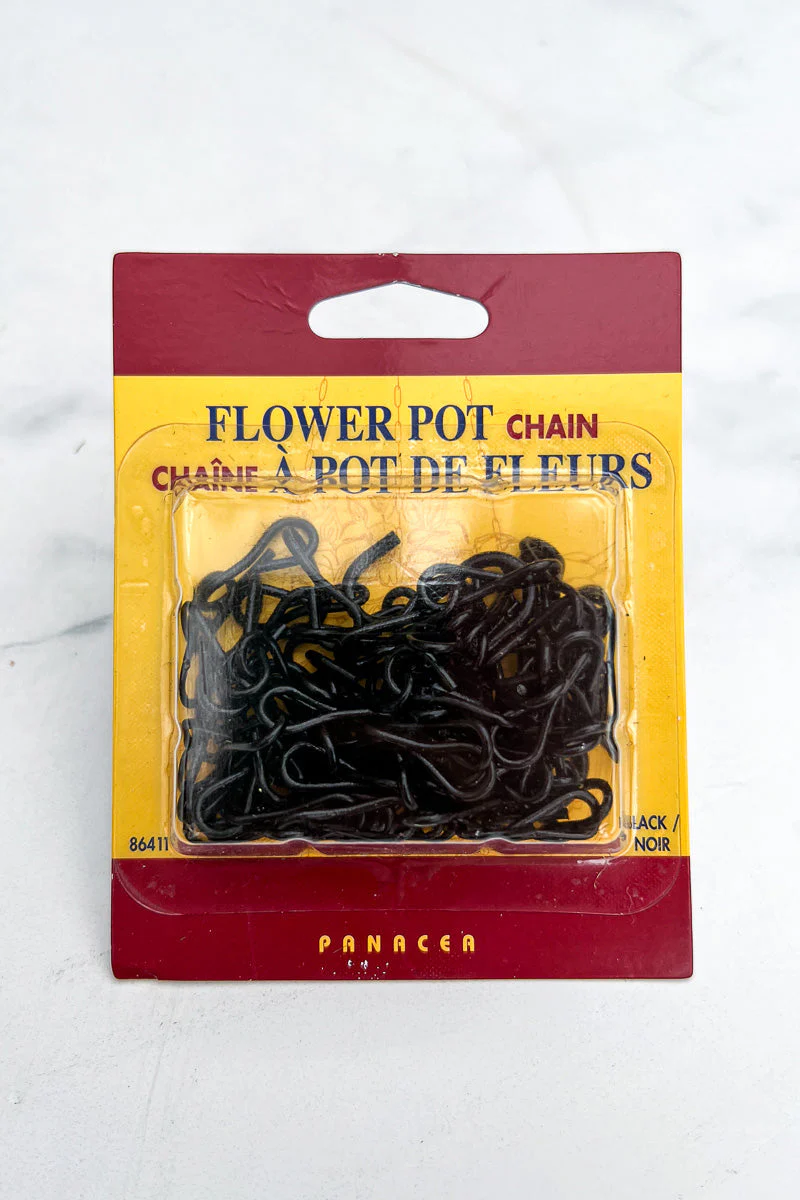 Flower Pot Chain 3" - 18" With S Hook Black