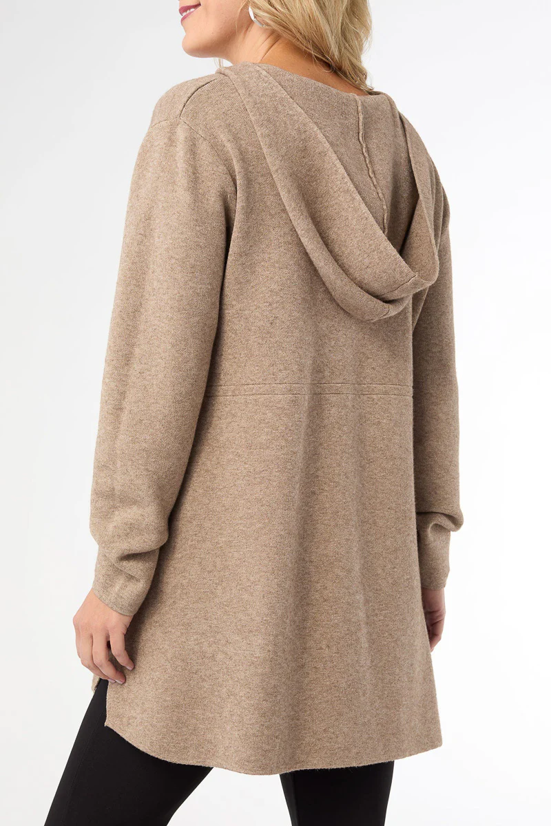 Heavenly-Luxe Zip Front Hooded Cardigan with Pockets XXL Beige Heather - Image 2