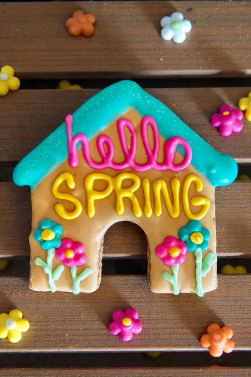 Hello Spring Dog House Cookie