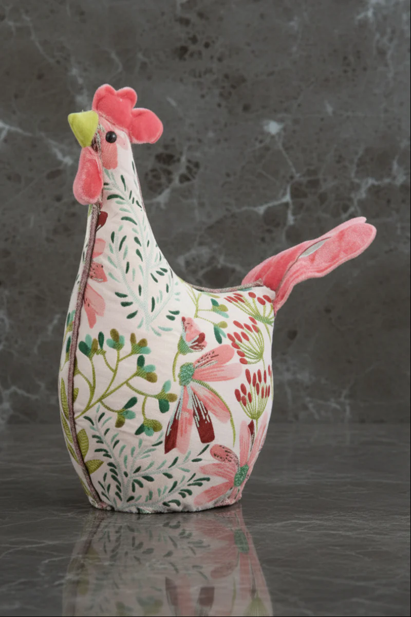 Hen Large 7.5" Pink & Green