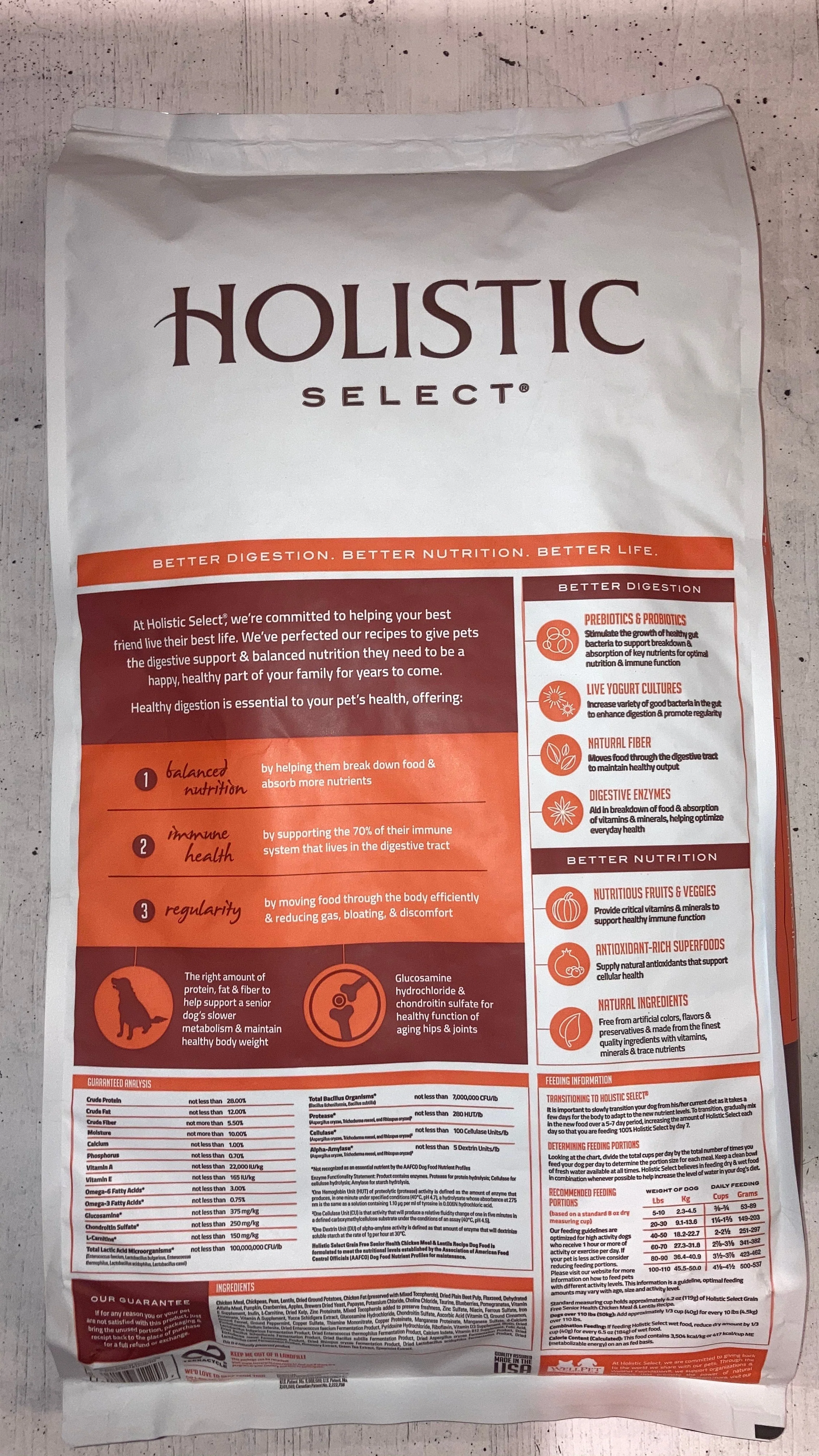 Holistic Select Senior Health Chicken Meal & Lentils Recipe Dry Dog Food 24 lb