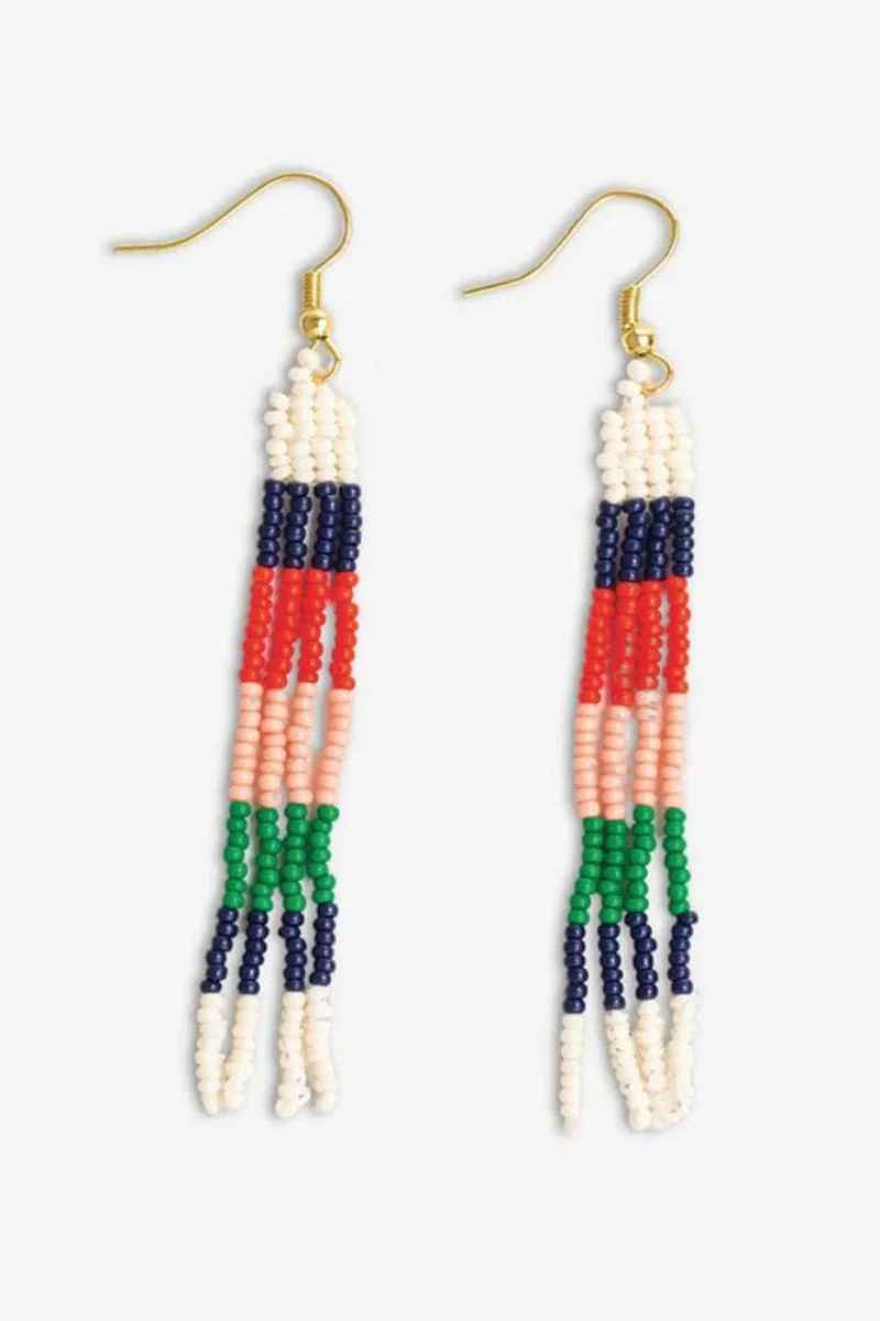 Ink + Alloy June Colorblock Petite Beaded Fringe Earrings St. Tropez - Image 2
