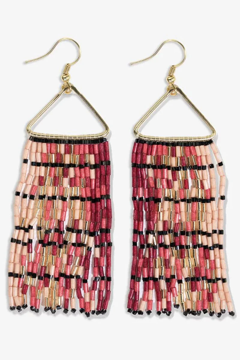 Ink + Alloy Patricia Luxe Bead Gradient Fringe Earrings Maroon - Image 2