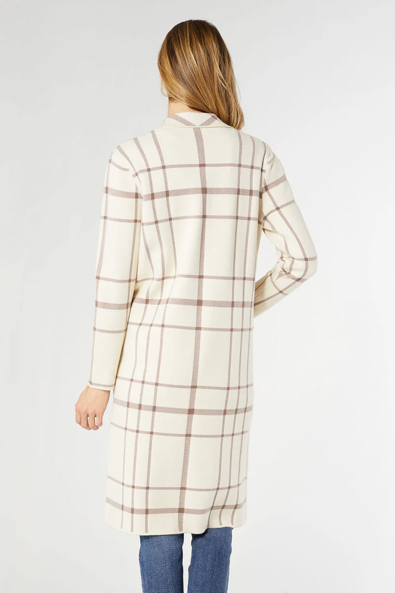 Juliana Double Knit Long Coat Cream/Mushroom Large/Extra Large - Image 3