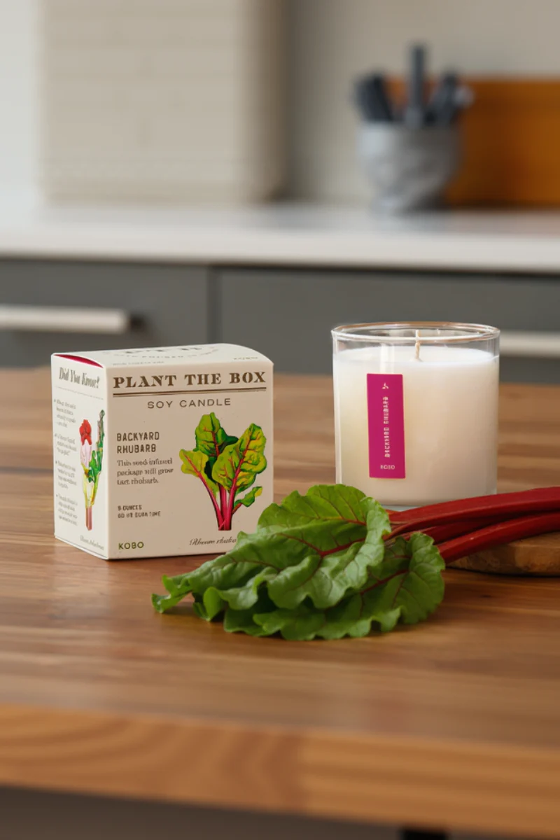 KOBO Backyard Rhubarb Plant the Box Candle 9 oz