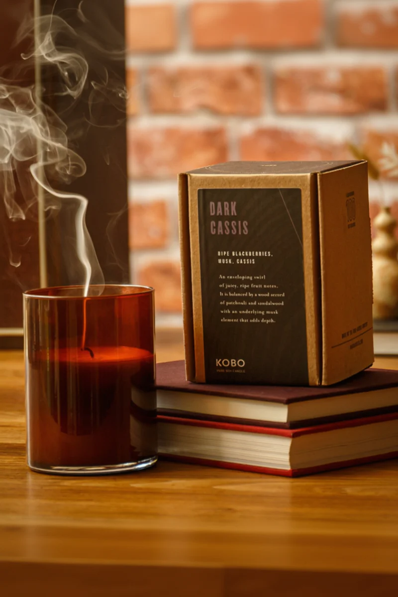 KOBO Dark Cassis Woodblock Candle 15 oz