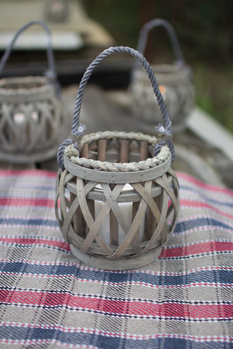 Kalalou Grey Willow Votive Lantern with Glass