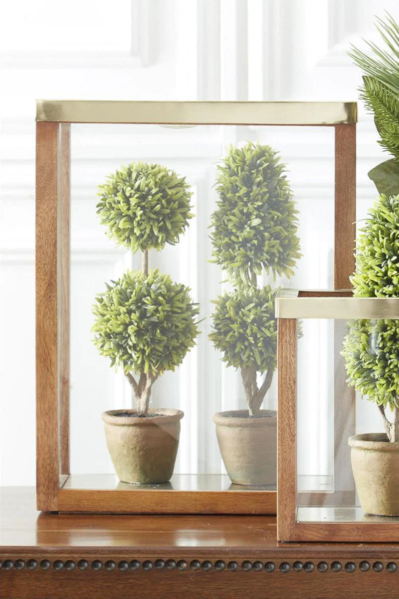 Wood & Glass Rectangular Lantern 18"