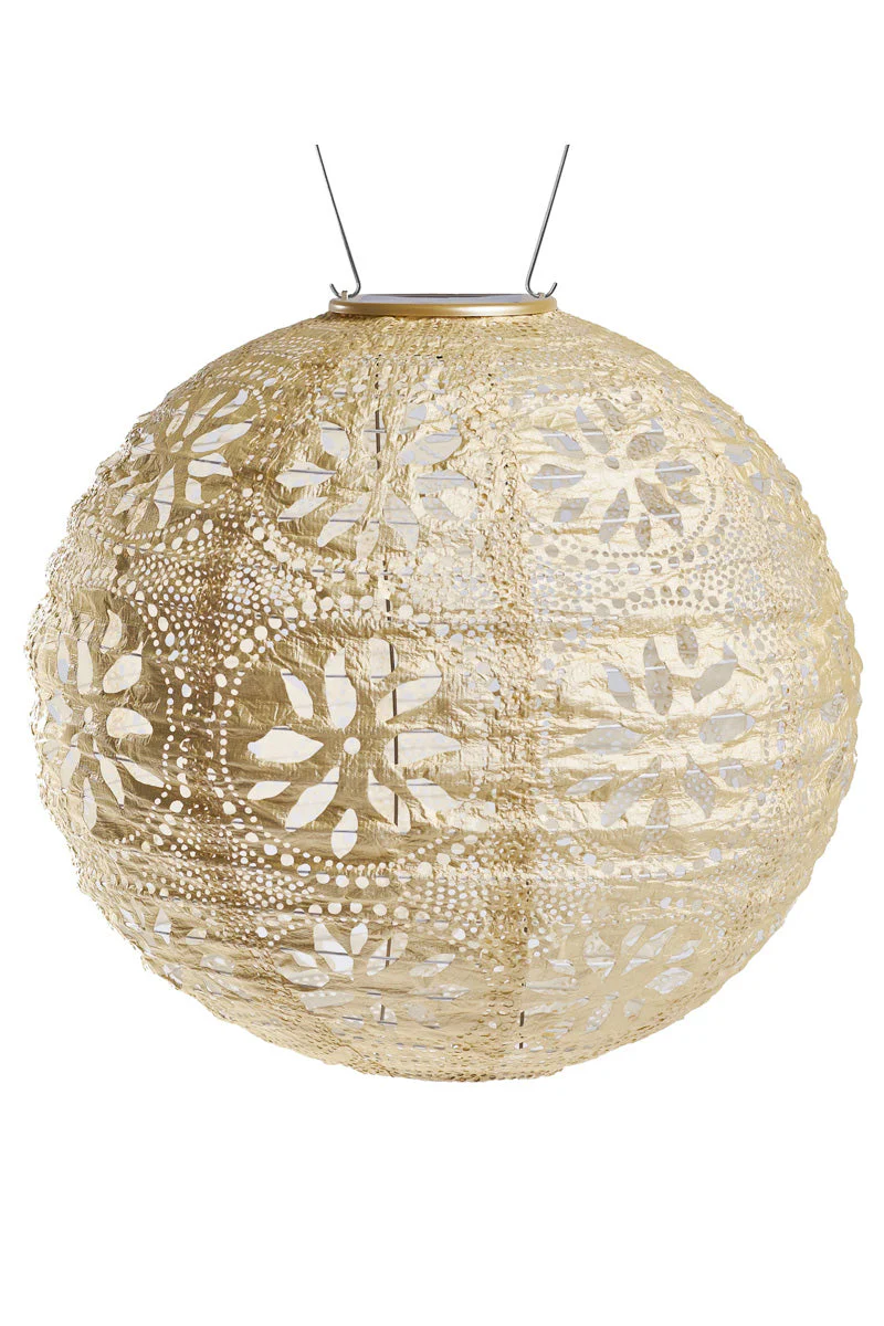 Soji Stella Globe Boho Solar Lantern 12" Pearl - Image 2