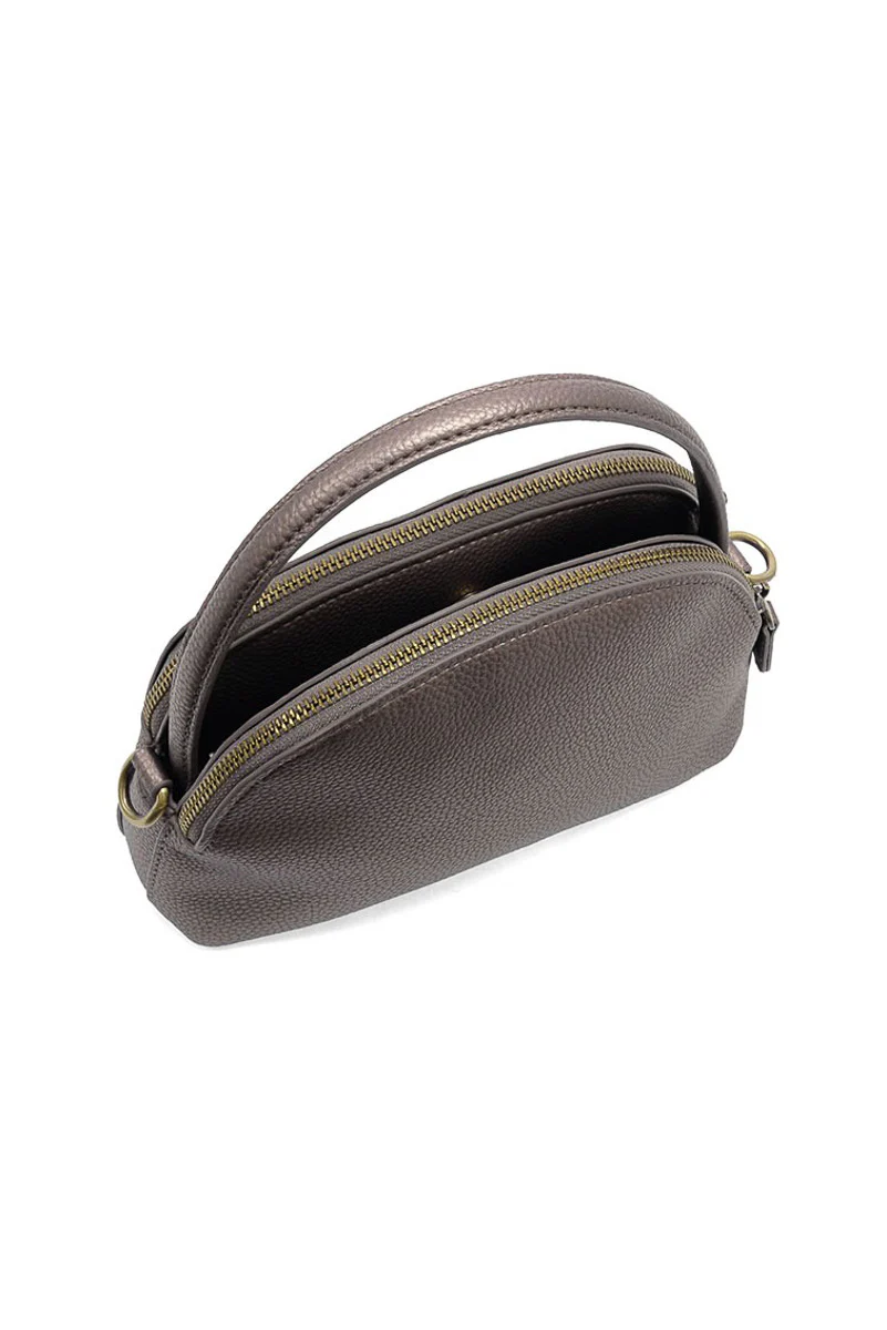 Larissa Double Zip Dome Crossbody Metallic Bronze - Image 2