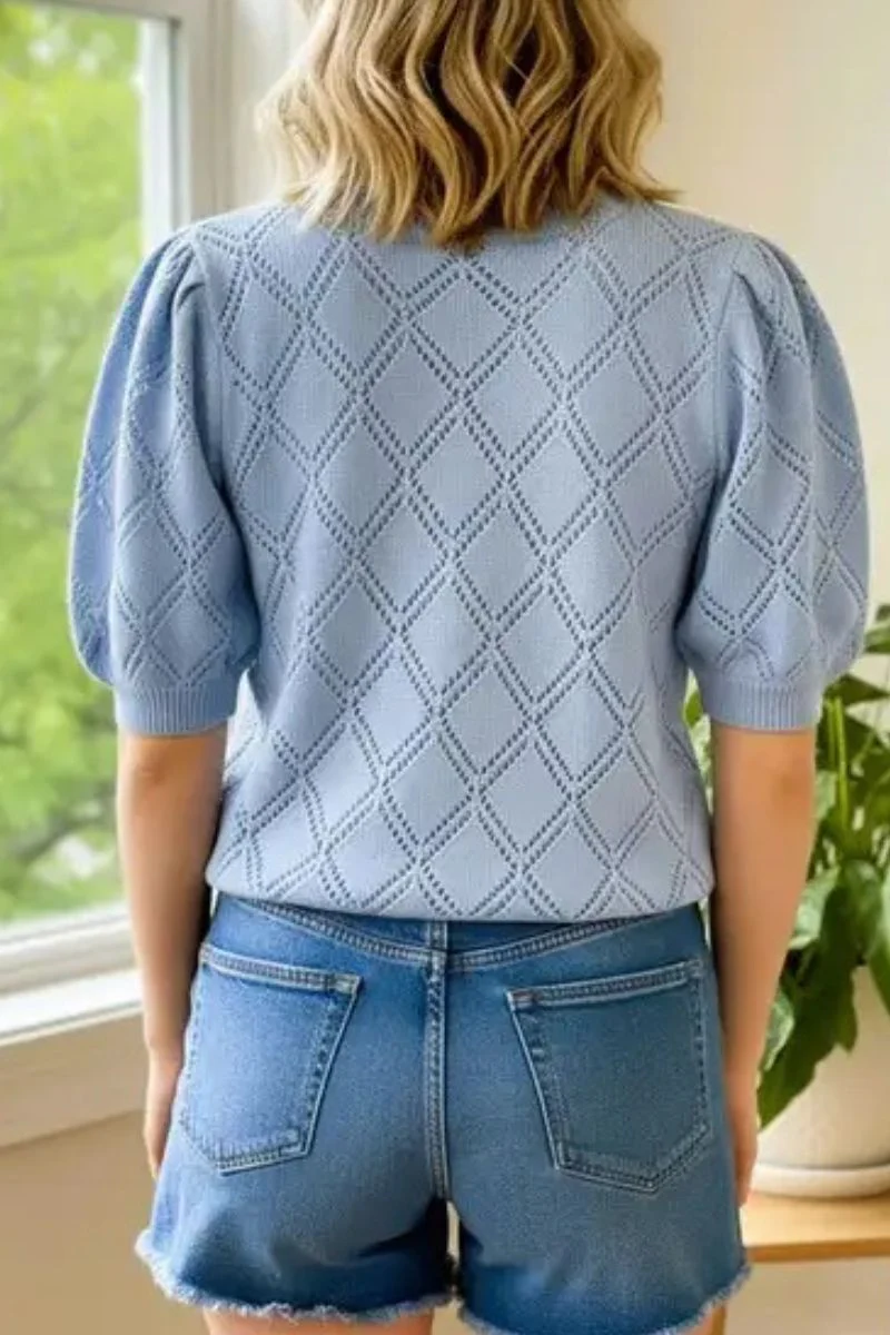 Lemon Embroidered Sweater Medium Chambray - Image 3