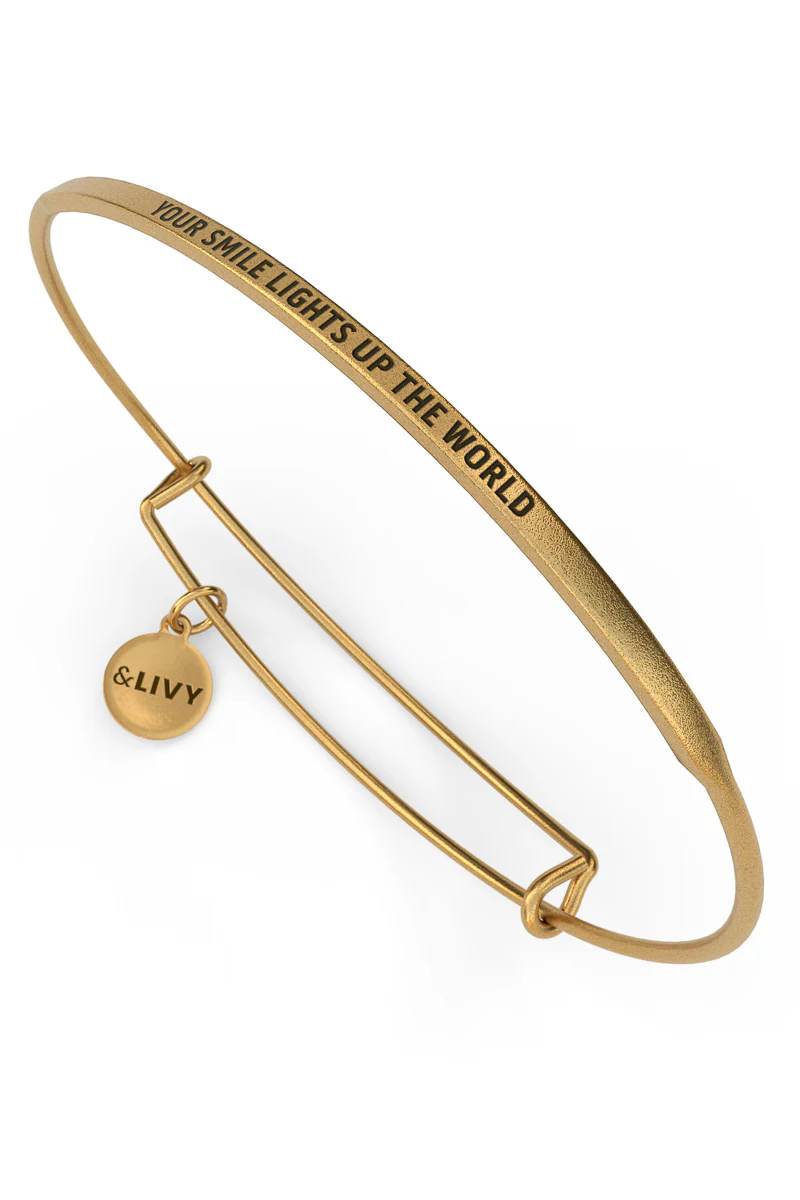 &Livy Posy Bracelet Your Smile Lights Up the World Antique Gold