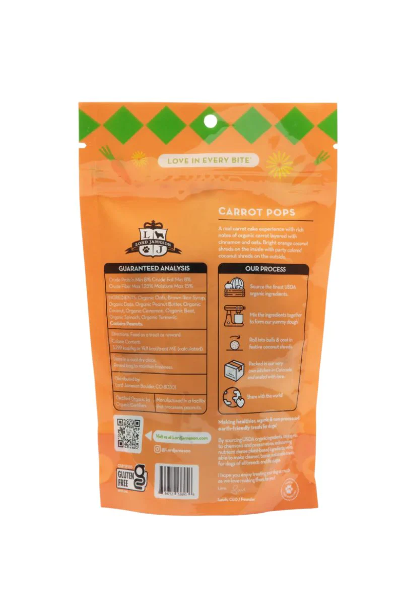 Lord Jameson Carrot Pops Organic Dog Treats 6 oz - Image 2