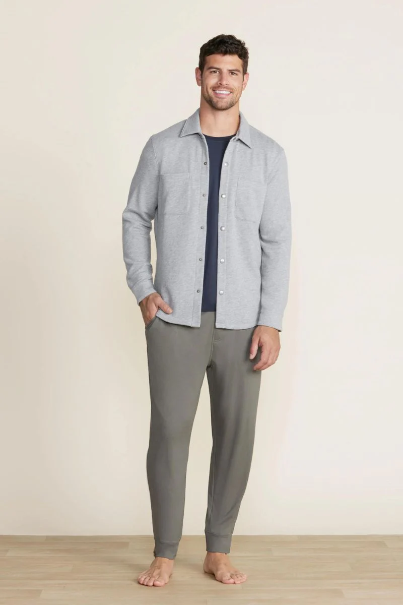 Barefoot Dreams Malibu Collection Unisex French Terry Shacket Gray - Image 2